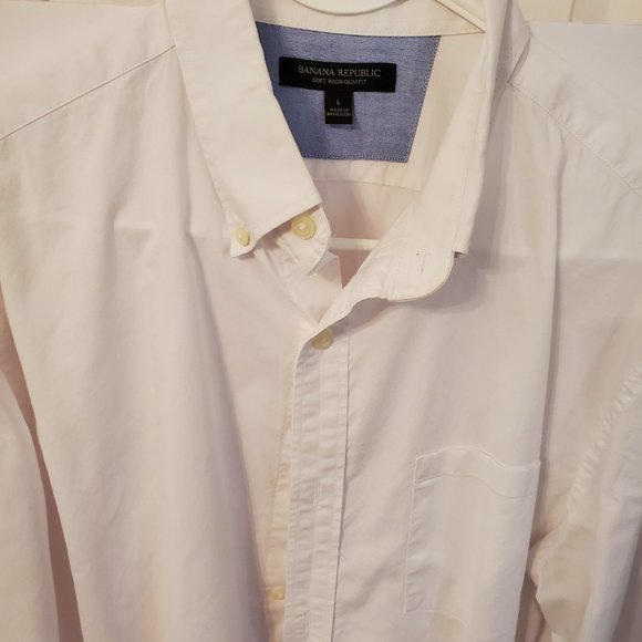 Banana Republic classic button down white shirt Size L. 97% cotton 3%Lycra. - Picture 1 of 16